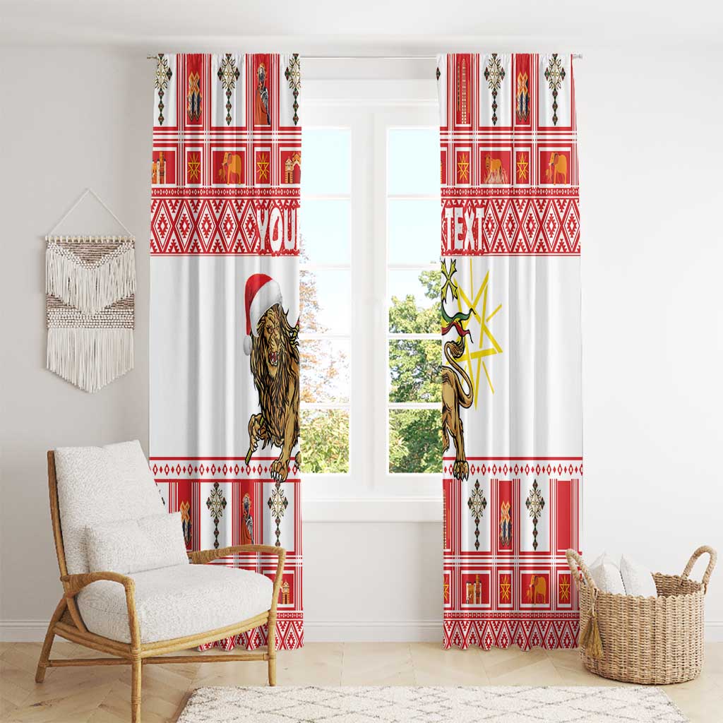Personalized Ethiopia Christmas Window Curtain Lion of Judah - Melikam Gena! - Wonder Print Shop