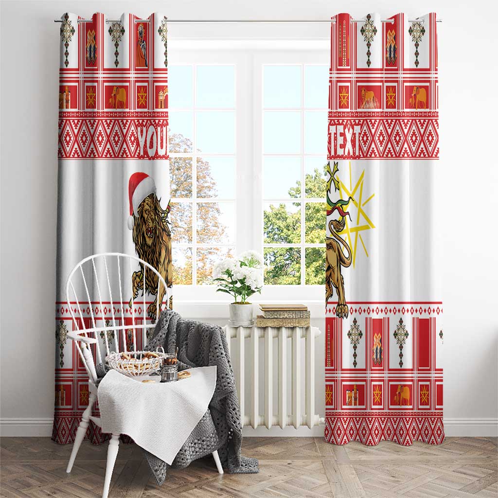 Personalized Ethiopia Christmas Window Curtain Lion of Judah - Melikam Gena! - Wonder Print Shop