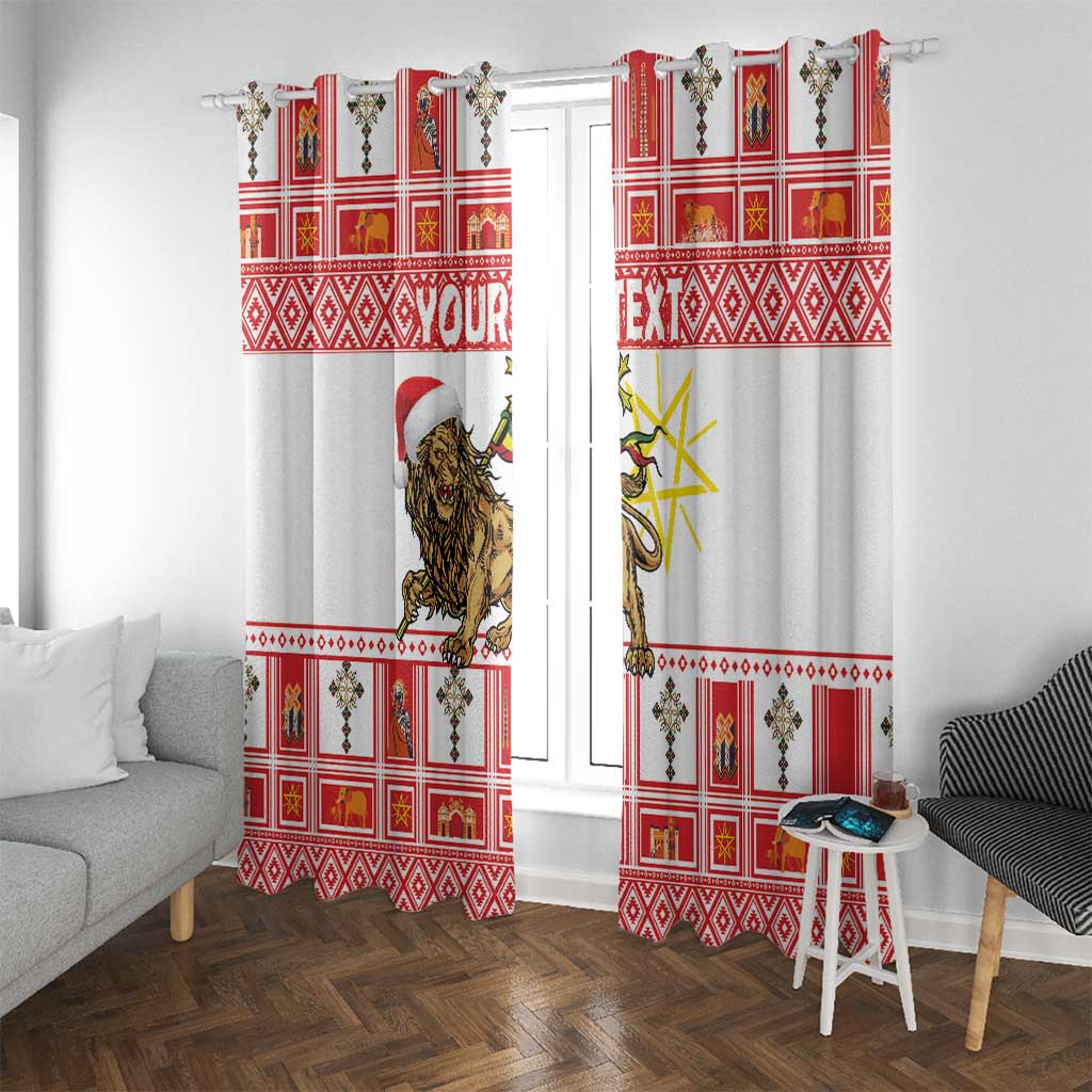 Personalized Ethiopia Christmas Window Curtain Lion of Judah - Melikam Gena! - Wonder Print Shop