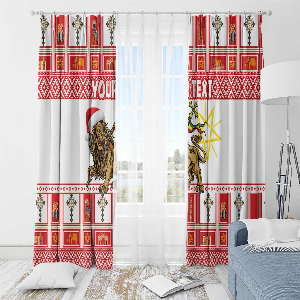 Personalized Ethiopia Christmas Window Curtain Lion of Judah - Melikam Gena! - Wonder Print Shop