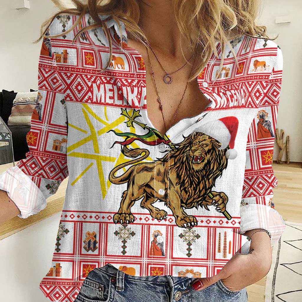 Personalized Ethiopia Christmas Women Casual Shirt Lion of Judah - Melikam Gena! - Wonder Print Shop