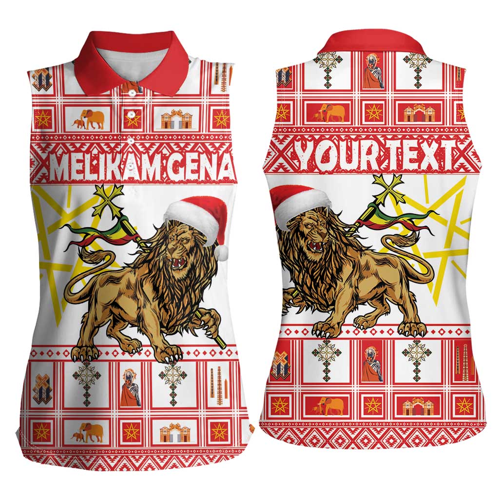 Personalized Ethiopia Christmas Women Sleeveless Polo Shirt Lion of Judah - Melikam Gena! - Wonder Print Shop