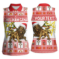 Personalized Ethiopia Christmas Women Sleeveless Polo Shirt Lion of Judah - Melikam Gena! - Wonder Print Shop
