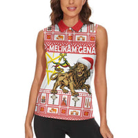 Personalized Ethiopia Christmas Women Sleeveless Polo Shirt Lion of Judah - Melikam Gena! - Wonder Print Shop