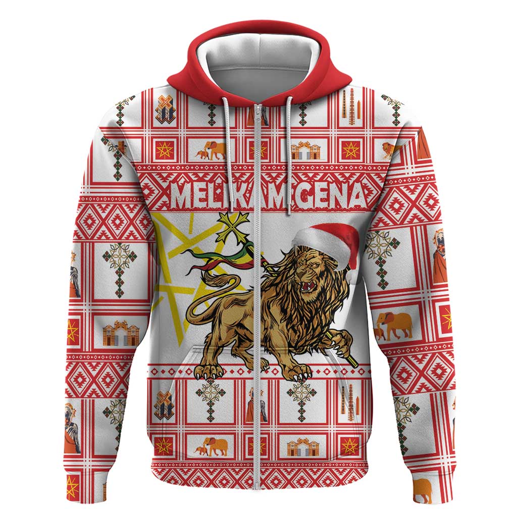 Personalized Ethiopia Christmas Zip Hoodie Lion of Judah - Melikam Gena! - Wonder Print Shop