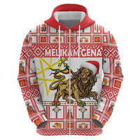 Personalized Ethiopia Christmas Zip Hoodie Lion of Judah - Melikam Gena! - Wonder Print Shop