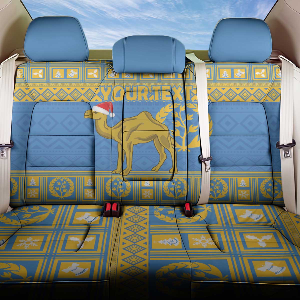 Personalized Eritrea Christmas Back Car Seat Cover Ruhus Beal Lidet - National Emblem - Wonder Print Shop