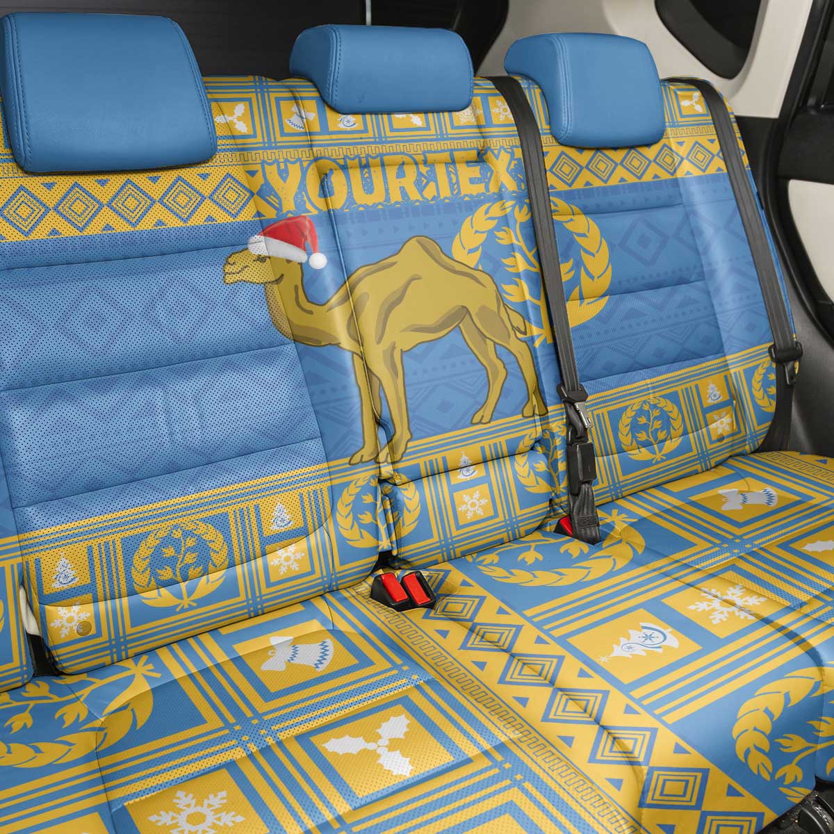 Personalized Eritrea Christmas Back Car Seat Cover Ruhus Beal Lidet - National Emblem - Wonder Print Shop