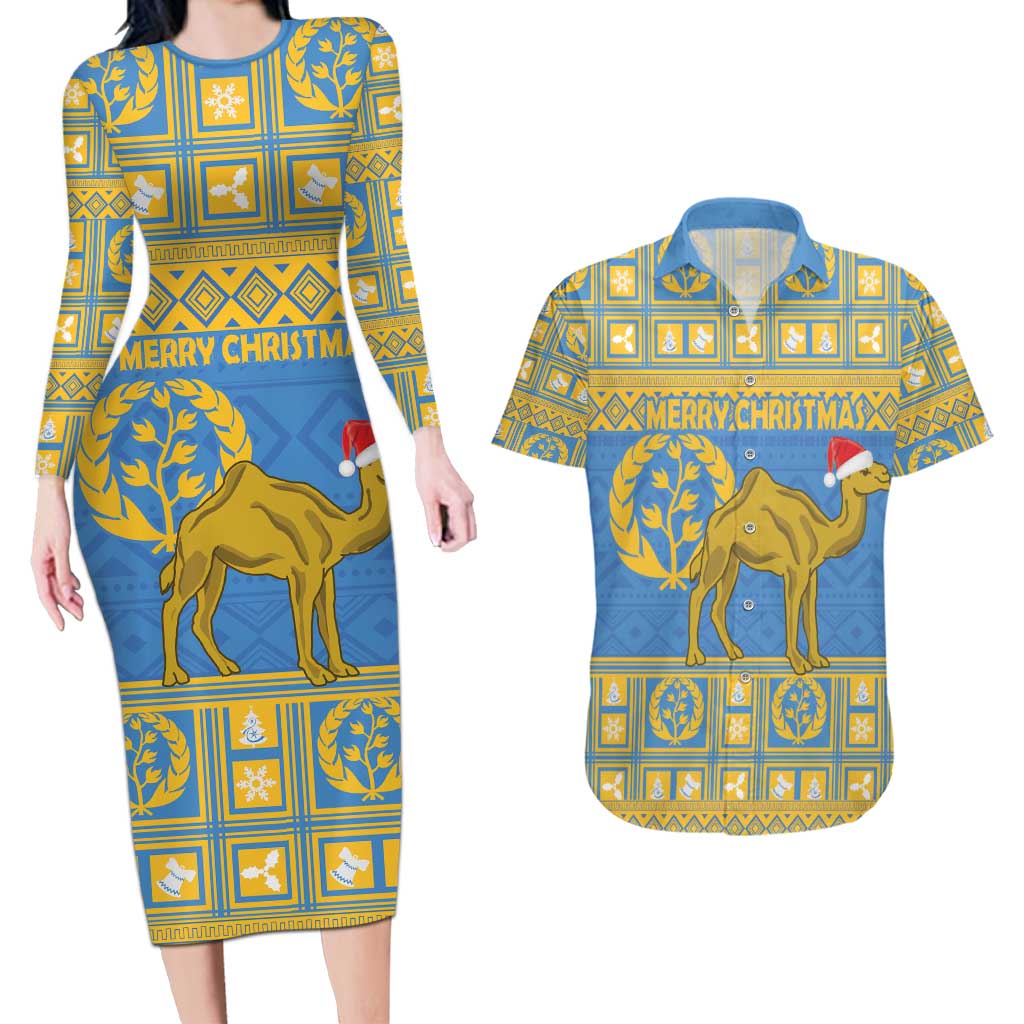 Personalized Eritrea Christmas Couples Matching Long Sleeve Bodycon Dress and Hawaiian Shirt Ruhus Beal Lidet - National Emblem - Wonder Print Shop