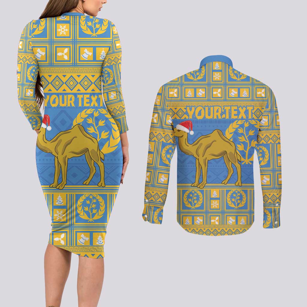 Personalized Eritrea Christmas Couples Matching Long Sleeve Bodycon Dress and Long Sleeve Button Shirt Ruhus Beal Lidet - National Emblem - Wonder Print Shop