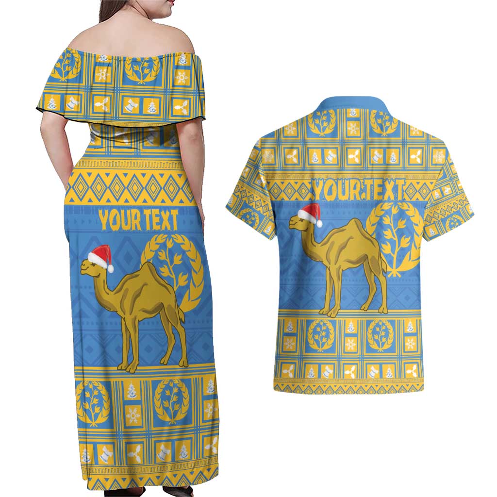 Personalized Eritrea Christmas Couples Matching Off Shoulder Maxi Dress and Hawaiian Shirt Ruhus Beal Lidet - National Emblem - Wonder Print Shop