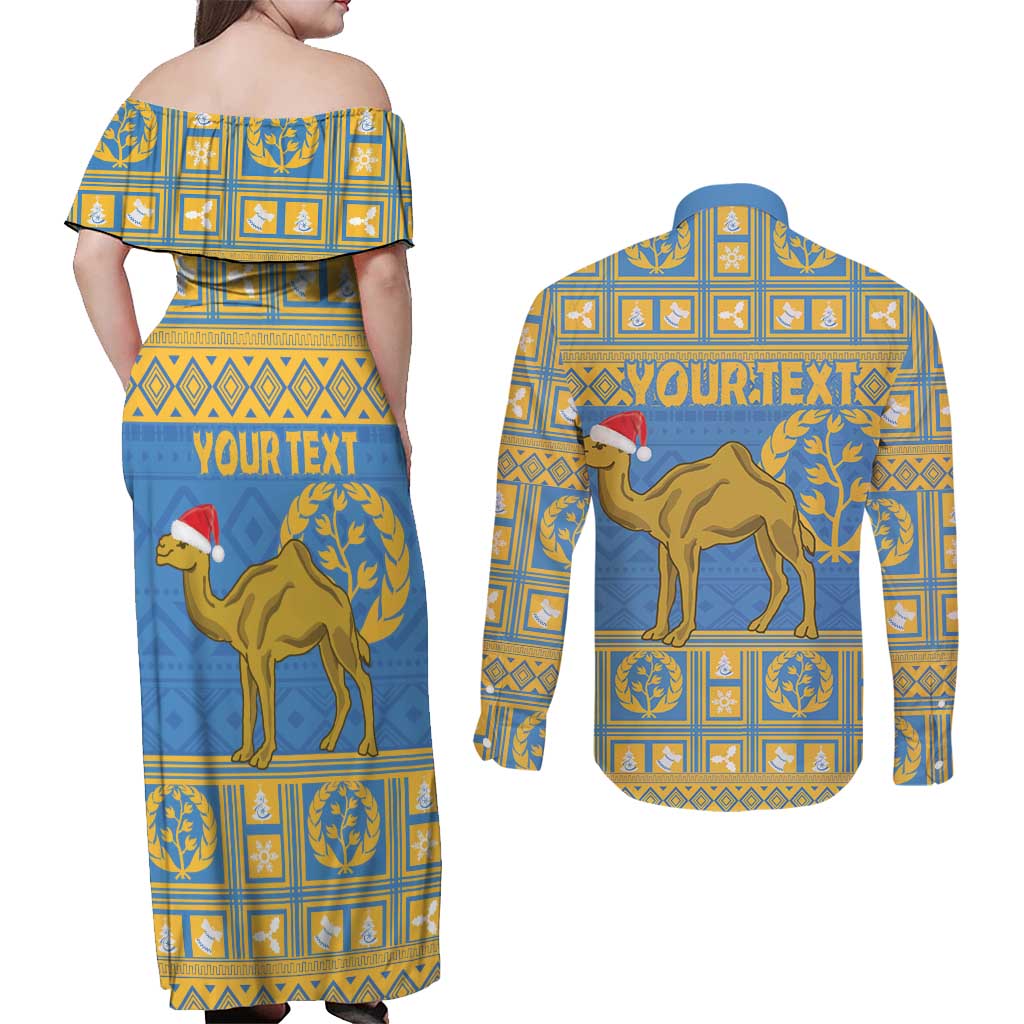 Personalized Eritrea Christmas Couples Matching Off Shoulder Maxi Dress and Long Sleeve Button Shirt Ruhus Beal Lidet - National Emblem - Wonder Print Shop