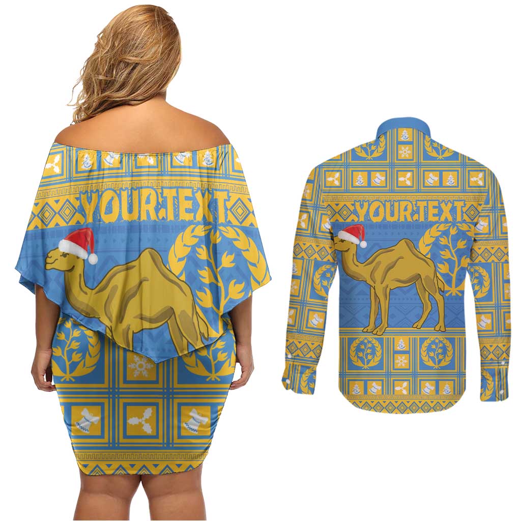 Personalized Eritrea Christmas Couples Matching Off Shoulder Short Dress and Long Sleeve Button Shirt Ruhus Beal Lidet - National Emblem - Wonder Print Shop
