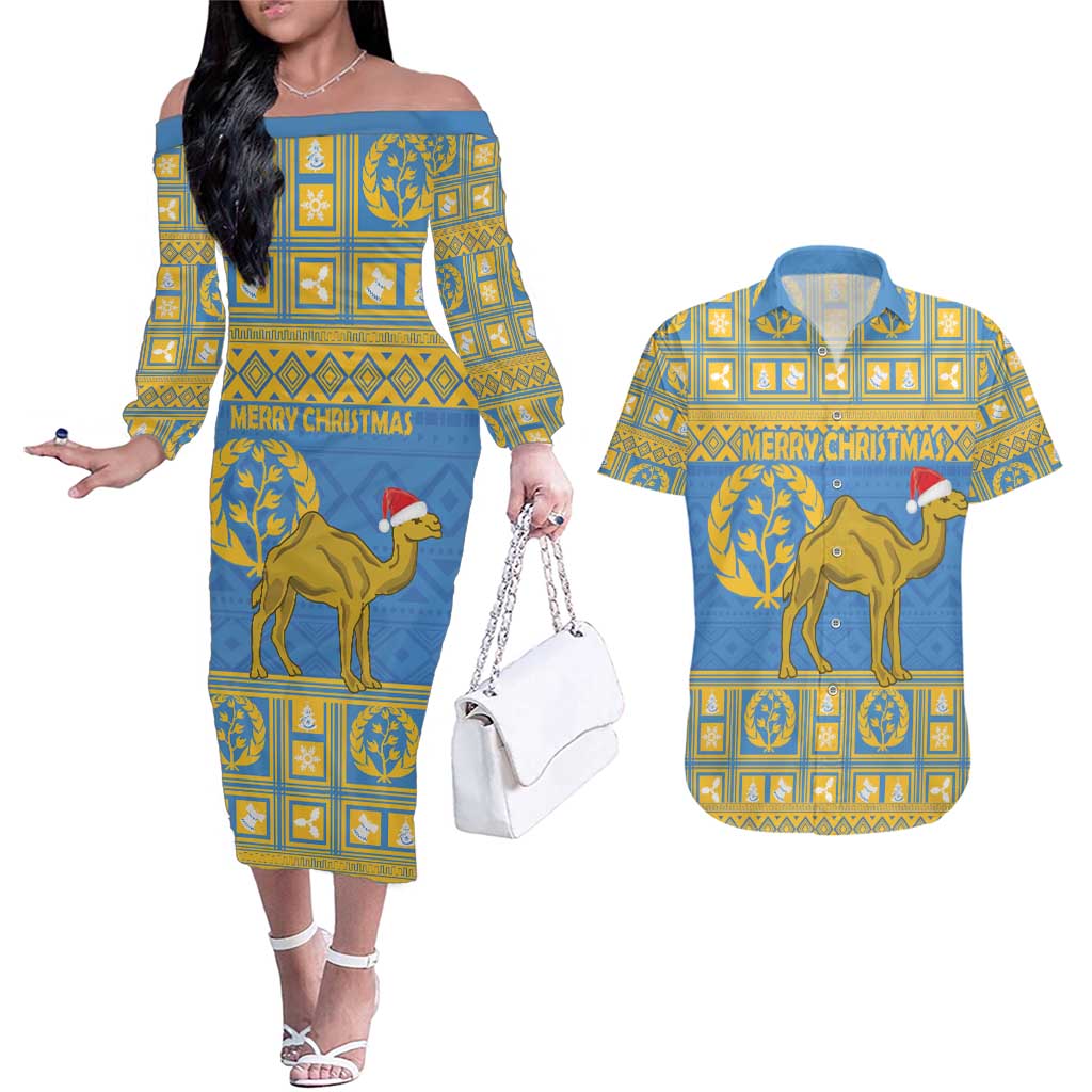 Personalized Eritrea Christmas Couples Matching Off The Shoulder Long Sleeve Dress and Hawaiian Shirt Ruhus Beal Lidet - National Emblem - Wonder Print Shop