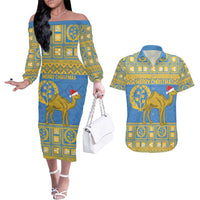 Personalized Eritrea Christmas Couples Matching Off The Shoulder Long Sleeve Dress and Hawaiian Shirt Ruhus Beal Lidet - National Emblem - Wonder Print Shop