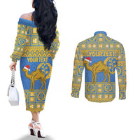 Personalized Eritrea Christmas Couples Matching Off The Shoulder Long Sleeve Dress and Long Sleeve Button Shirt Ruhus Beal Lidet - National Emblem
