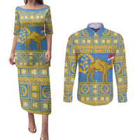 Personalized Eritrea Christmas Couples Matching Puletasi and Long Sleeve Button Shirt Ruhus Beal Lidet - National Emblem - Wonder Print Shop