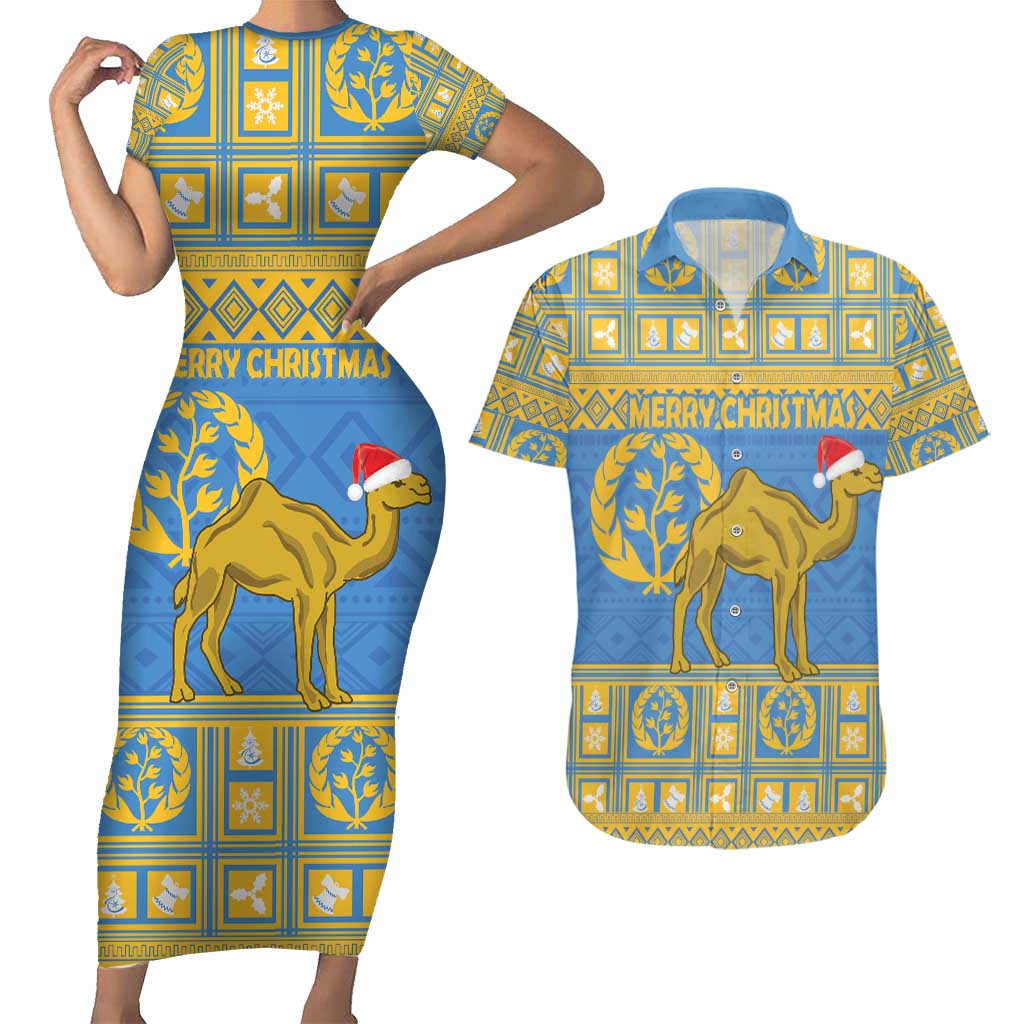 Personalized Eritrea Christmas Couples Matching Short Sleeve Bodycon Dress and Hawaiian Shirt Ruhus Beal Lidet - National Emblem - Wonder Print Shop