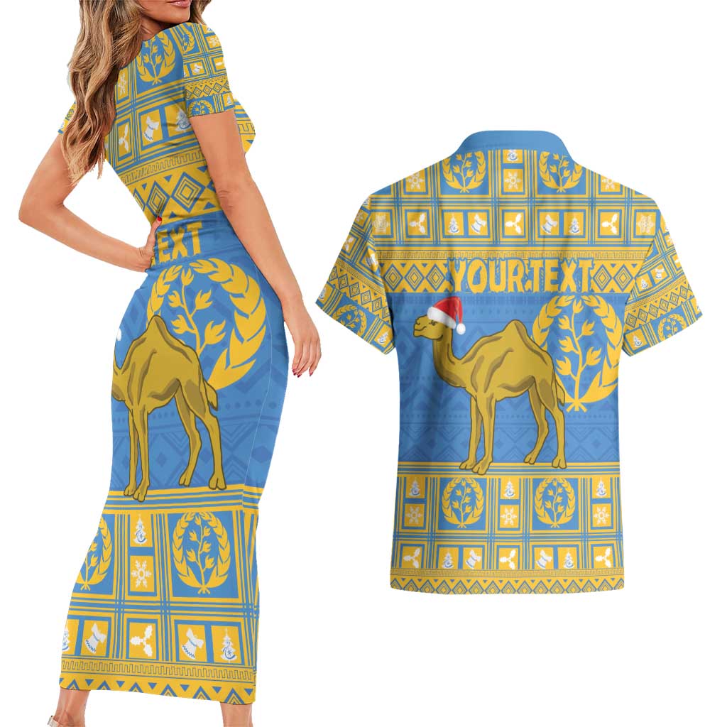 Personalized Eritrea Christmas Couples Matching Short Sleeve Bodycon Dress and Hawaiian Shirt Ruhus Beal Lidet - National Emblem - Wonder Print Shop