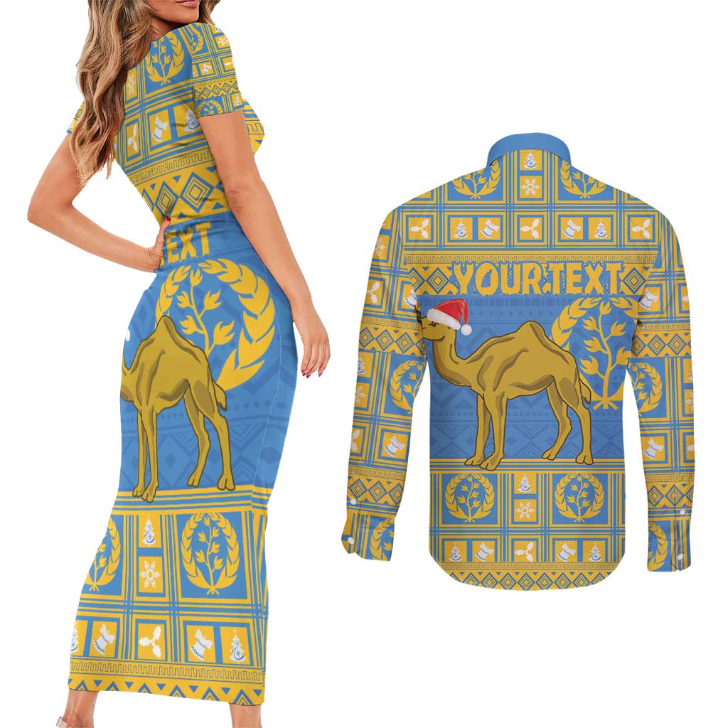 Personalized Eritrea Christmas Couples Matching Short Sleeve Bodycon Dress and Long Sleeve Button Shirt Ruhus Beal Lidet - National Emblem - Wonder Print Shop
