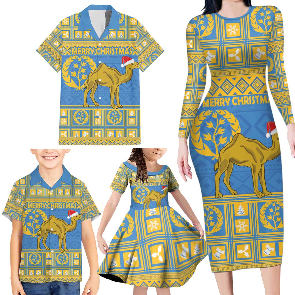 Personalized Eritrea Christmas Family Matching Long Sleeve Bodycon Dress and Hawaiian Shirt Ruhus Beal Lidet - National Emblem - Wonder Print Shop