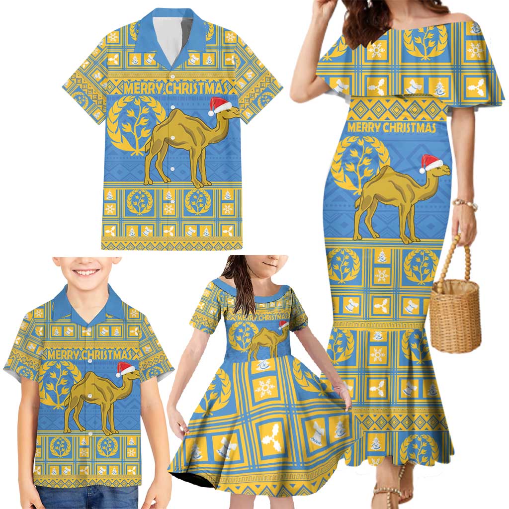 Personalized Eritrea Christmas Family Matching Mermaid Dress and Hawaiian Shirt Ruhus Beal Lidet - National Emblem - Wonder Print Shop