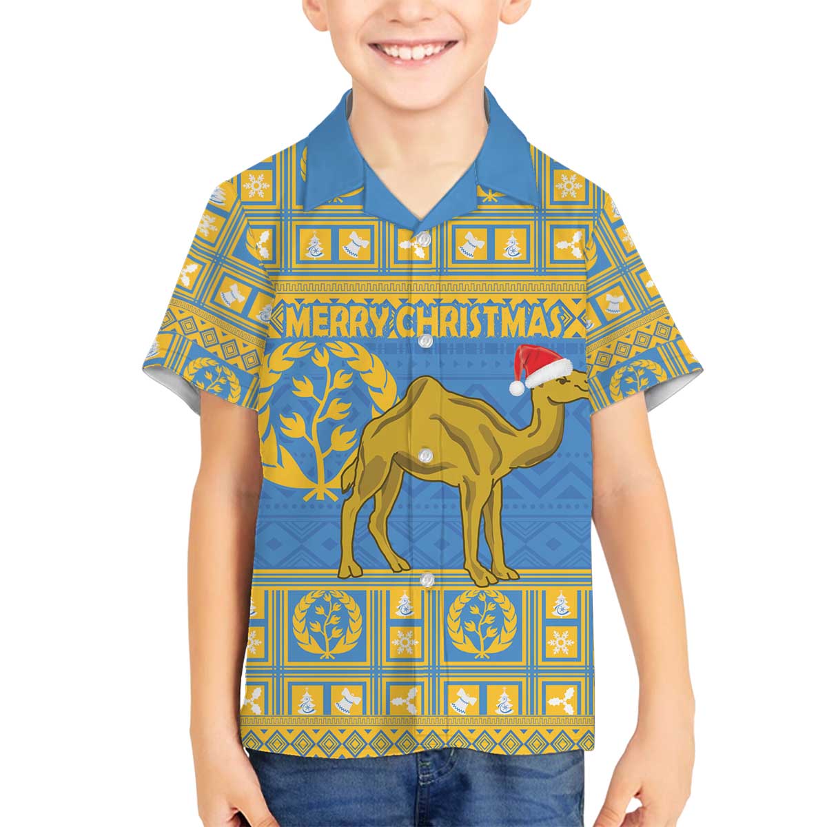 Personalized Eritrea Christmas Family Matching Off The Shoulder Long Sleeve Dress and Hawaiian Shirt Ruhus Beal Lidet - National Emblem - Wonder Print Shop