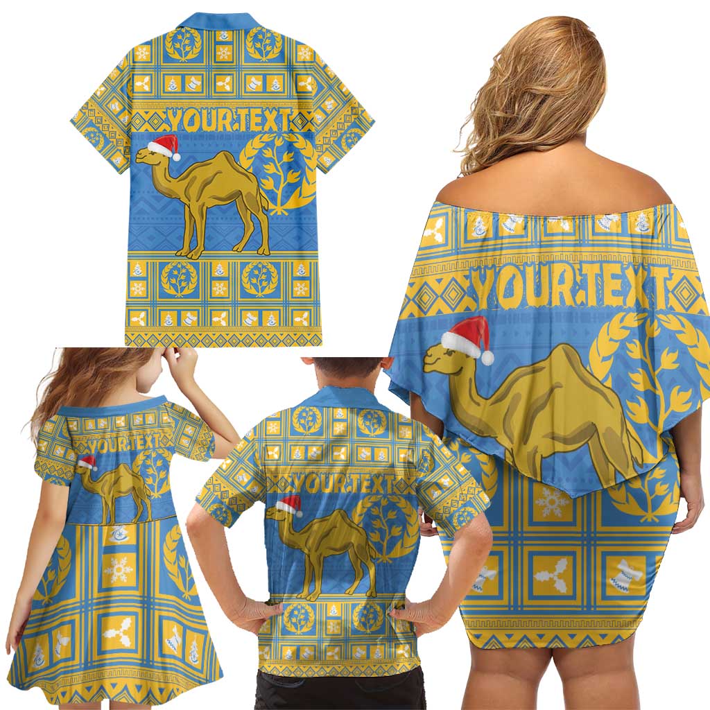 Personalized Eritrea Christmas Family Matching Off Shoulder Short Dress and Hawaiian Shirt Ruhus Beal Lidet - National Emblem - Wonder Print Shop