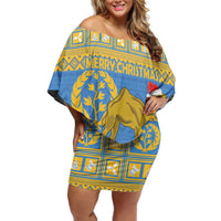 Personalized Eritrea Christmas Family Matching Off Shoulder Short Dress and Hawaiian Shirt Ruhus Beal Lidet - National Emblem - Wonder Print Shop