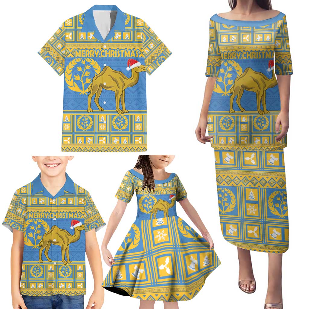 Personalized Eritrea Christmas Family Matching Puletasi and Hawaiian Shirt Ruhus Beal Lidet - National Emblem - Wonder Print Shop