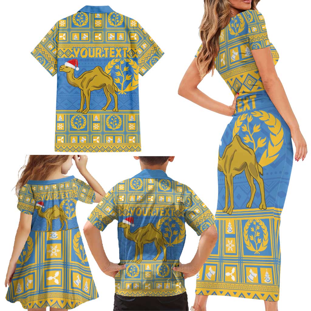Personalized Eritrea Christmas Family Matching Short Sleeve Bodycon Dress and Hawaiian Shirt Ruhus Beal Lidet - National Emblem - Wonder Print Shop