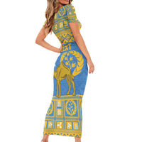 Personalized Eritrea Christmas Family Matching Short Sleeve Bodycon Dress and Hawaiian Shirt Ruhus Beal Lidet - National Emblem - Wonder Print Shop