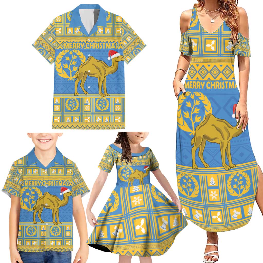 Personalized Eritrea Christmas Family Matching Summer Maxi Dress and Hawaiian Shirt Ruhus Beal Lidet - National Emblem - Wonder Print Shop