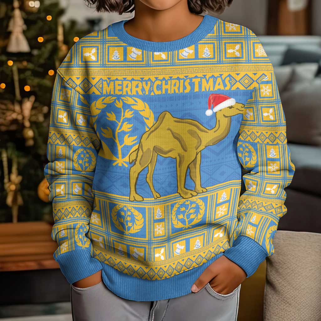 Personalized Eritrea Christmas Kid Ugly Christmas Sweater Ruhus Beal Lidet - National Emblem - Wonder Print Shop