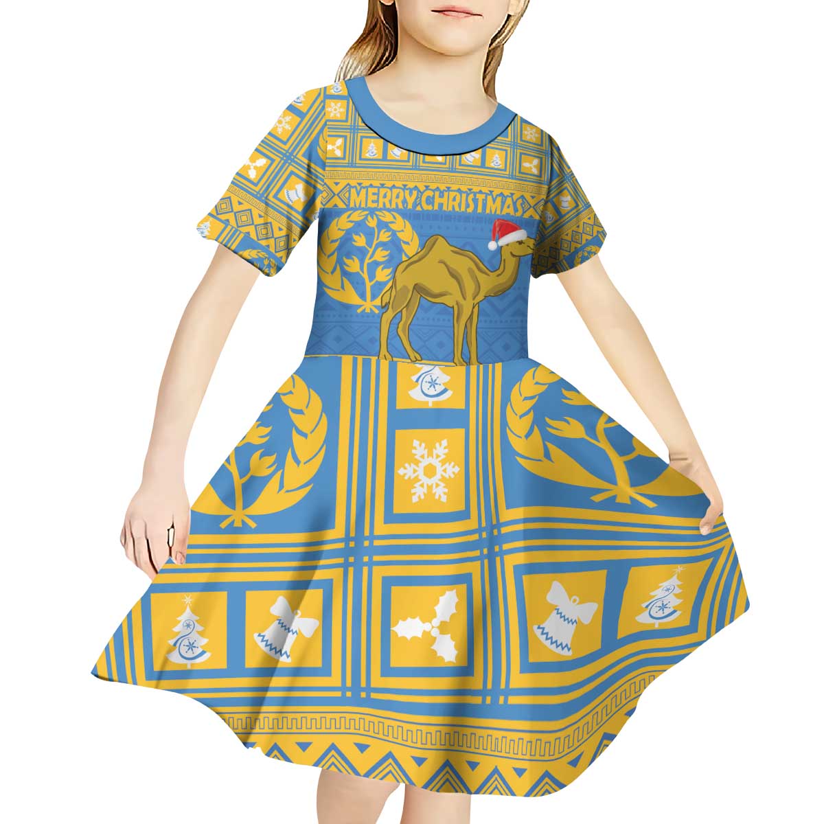 Personalized Eritrea Christmas Kid Short Sleeve Dress Ruhus Beal Lidet - National Emblem - Wonder Print Shop