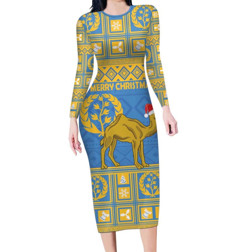 Personalized Eritrea Christmas Long Sleeve Bodycon Dress Ruhus Beal Lidet - National Emblem - Wonder Print Shop