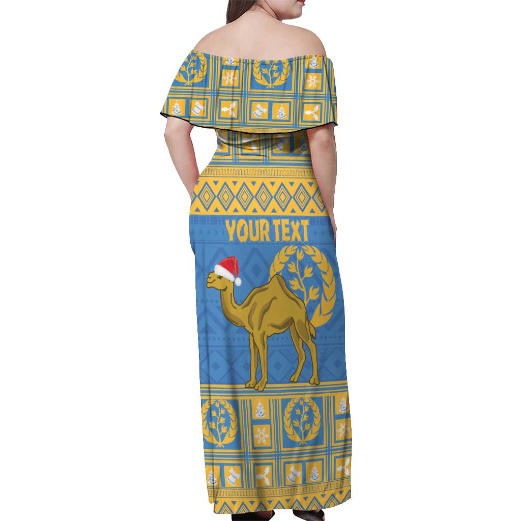 Personalized Eritrea Christmas Off Shoulder Maxi Dress Ruhus Beal Lidet - National Emblem - Wonder Print Shop