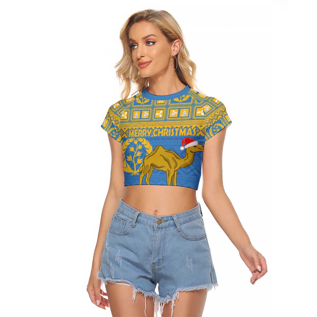 Personalized Eritrea Christmas Raglan Cropped T Shirt Ruhus Beal Lidet - National Emblem - Wonder Print Shop