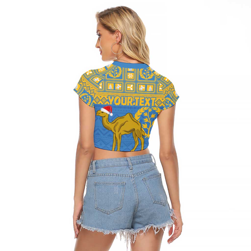 Personalized Eritrea Christmas Raglan Cropped T Shirt Ruhus Beal Lidet - National Emblem - Wonder Print Shop