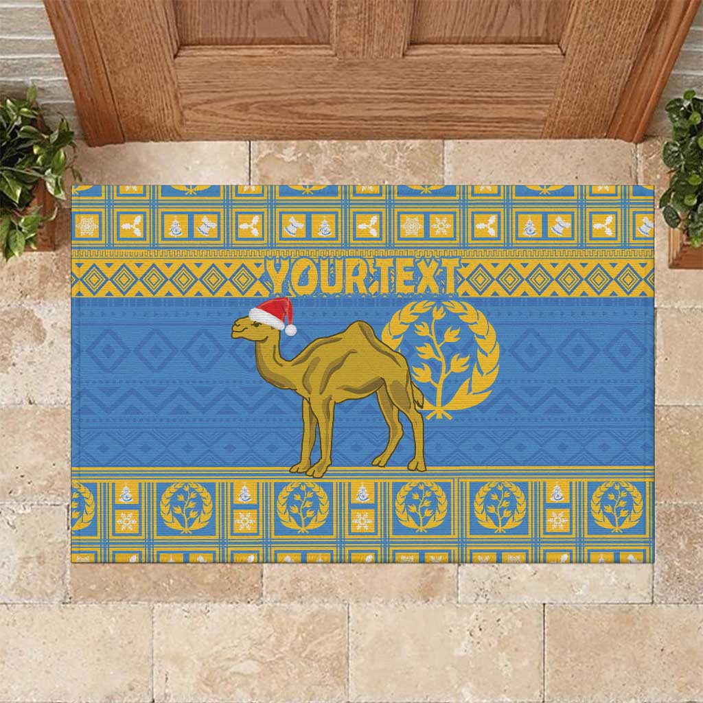 Personalized Eritrea Christmas Rubber Doormat Ruhus Beal Lidet - National Emblem - Wonder Print Shop