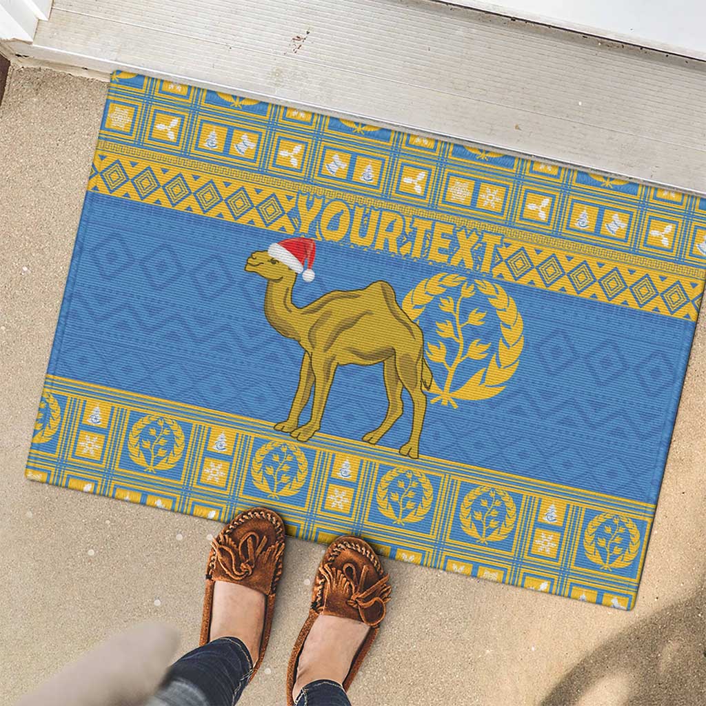 Personalized Eritrea Christmas Rubber Doormat Ruhus Beal Lidet - National Emblem - Wonder Print Shop