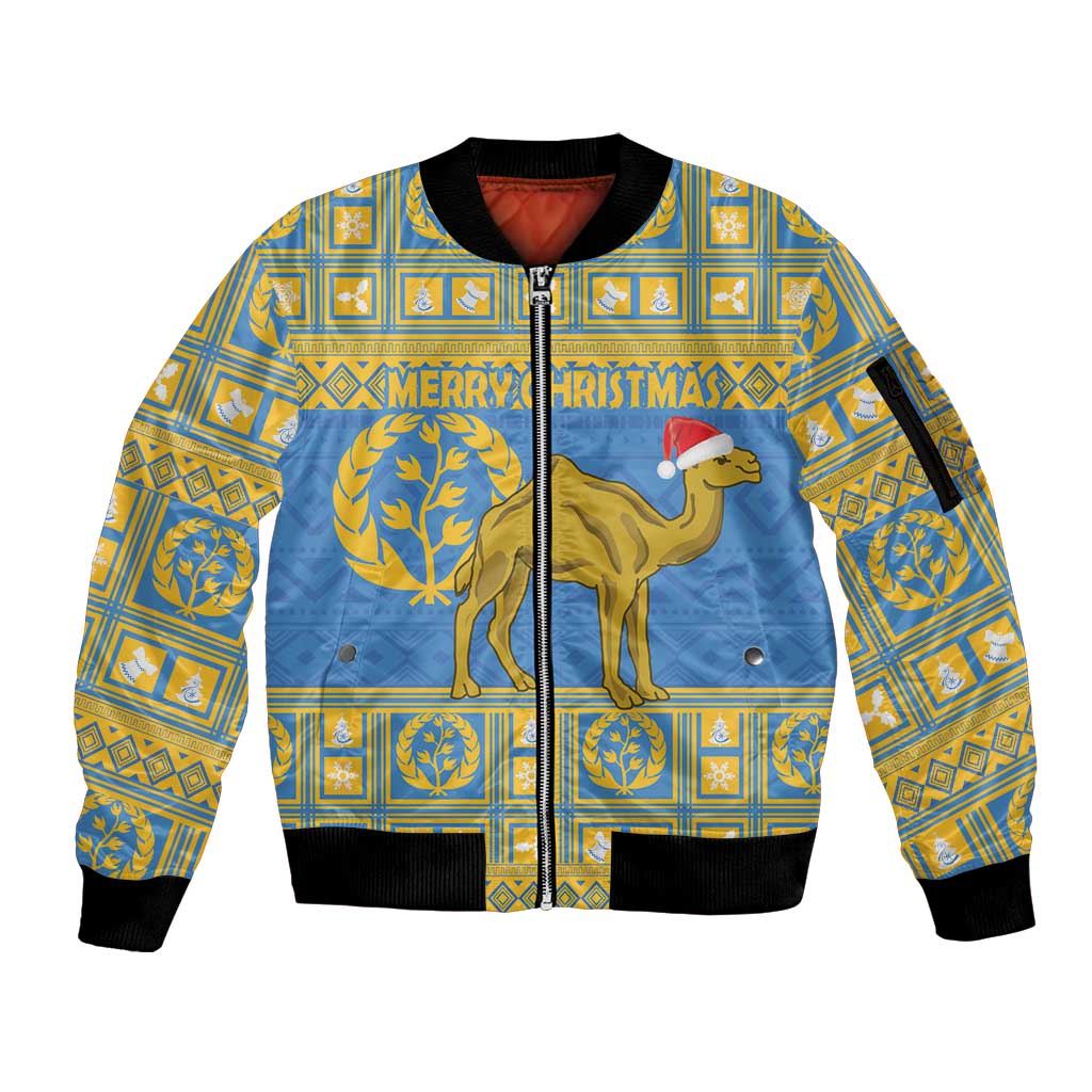 Personalized Eritrea Christmas Sleeve Zip Bomber Jacket Ruhus Beal Lidet - National Emblem - Wonder Print Shop
