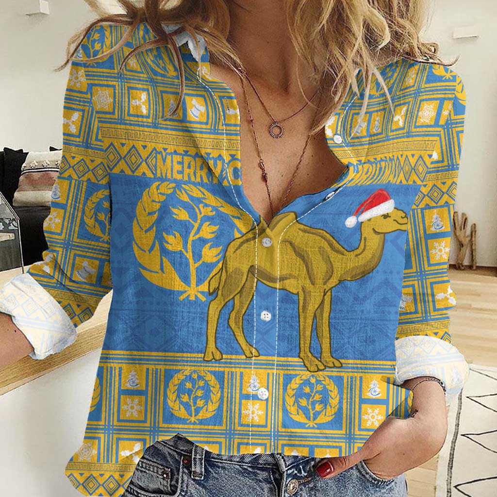 Personalized Eritrea Christmas Women Casual Shirt Ruhus Beal Lidet - National Emblem - Wonder Print Shop