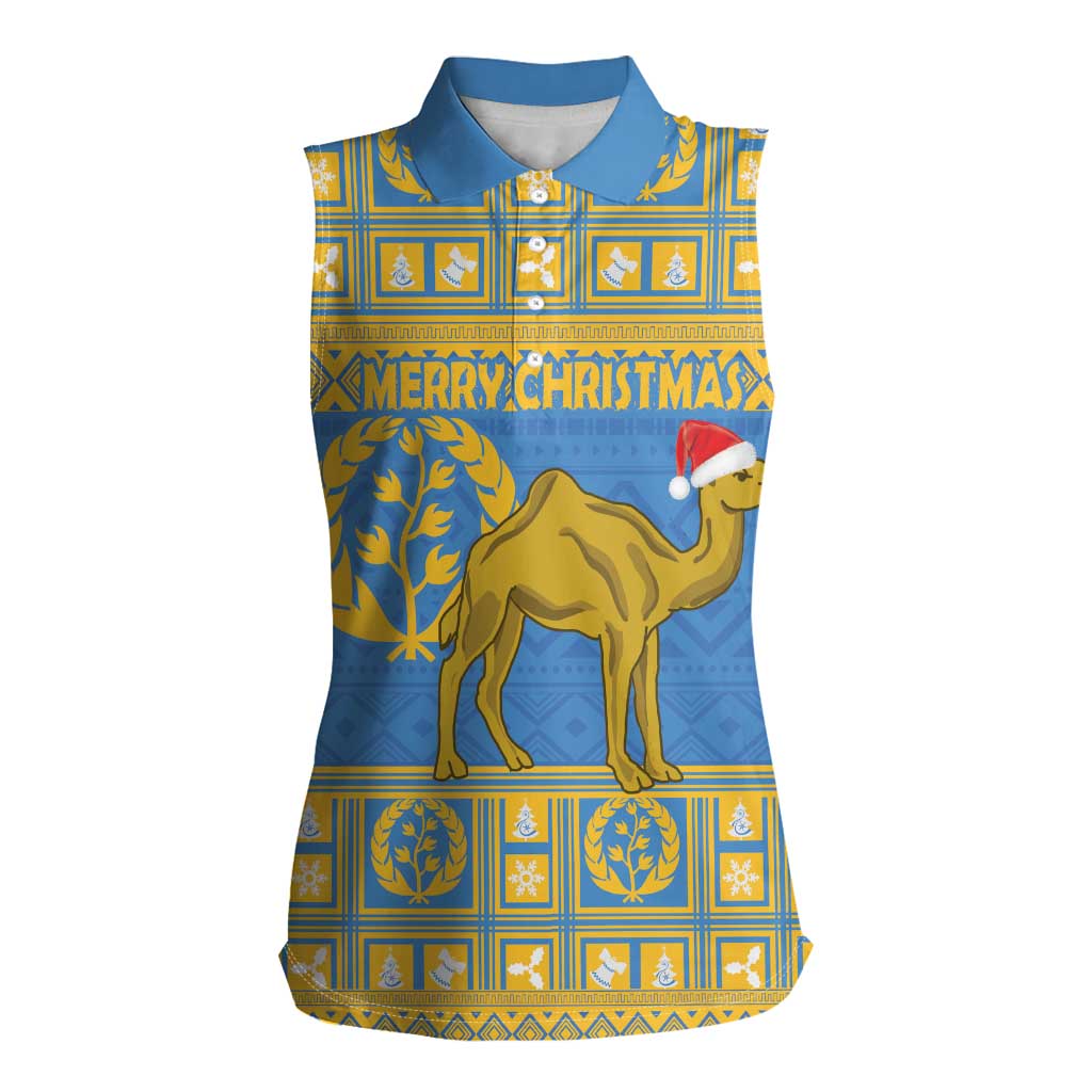 Personalized Eritrea Christmas Women Sleeveless Polo Shirt Ruhus Beal Lidet - National Emblem - Wonder Print Shop