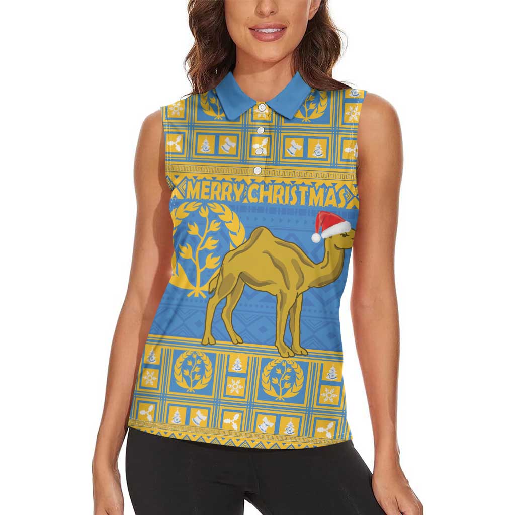 Personalized Eritrea Christmas Women Sleeveless Polo Shirt Ruhus Beal Lidet - National Emblem - Wonder Print Shop