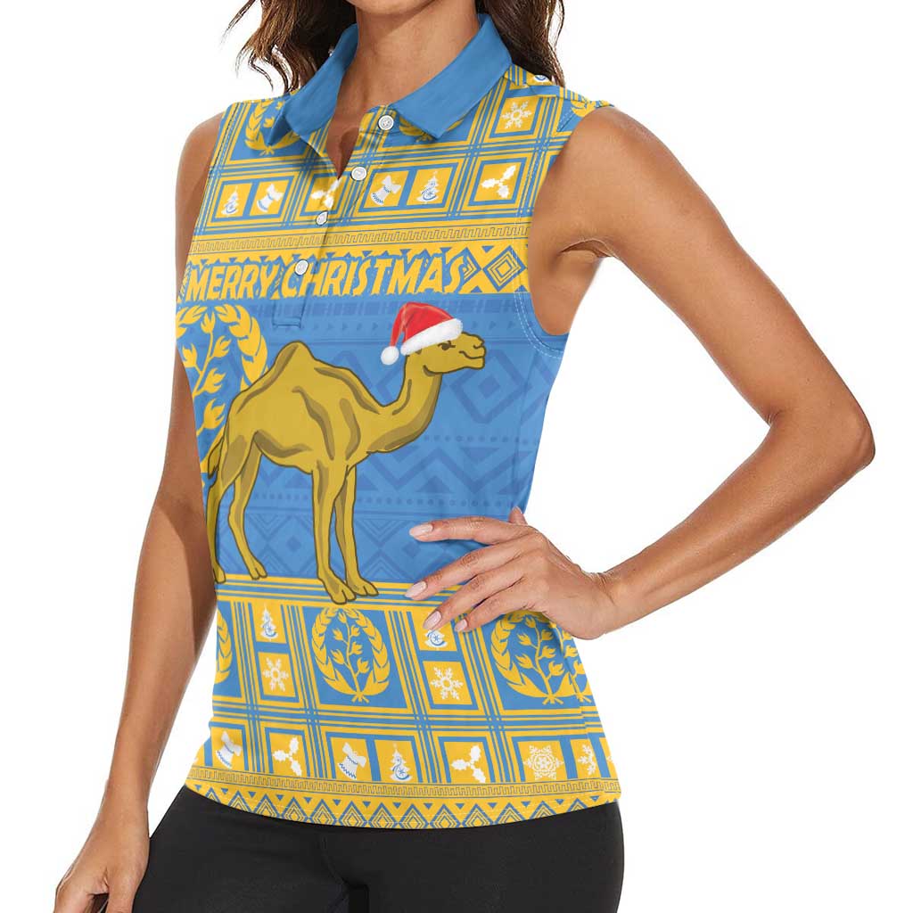 Personalized Eritrea Christmas Women Sleeveless Polo Shirt Ruhus Beal Lidet - National Emblem - Wonder Print Shop