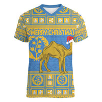 Personalized Eritrea Christmas Women V-Neck T-Shirt Ruhus Beal Lidet - National Emblem - Wonder Print Shop