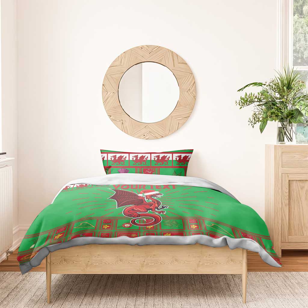 Personalized Wales Nadolig Llawen Bedding Set Welsh Dragon Mascot - Merry Xmas - Wonder Print Shop