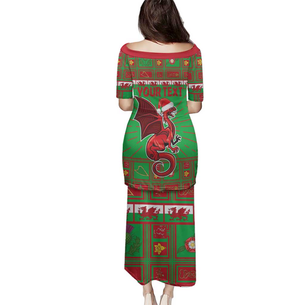 Personalized Wales Nadolig Llawen Family Matching Puletasi and Hawaiian Shirt Welsh Dragon Mascot - Merry Xmas - Wonder Print Shop