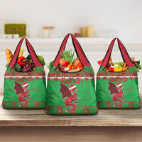 Personalized Wales Nadolig Llawen Grocery Bag Welsh Dragon Mascot - Merry Xmas